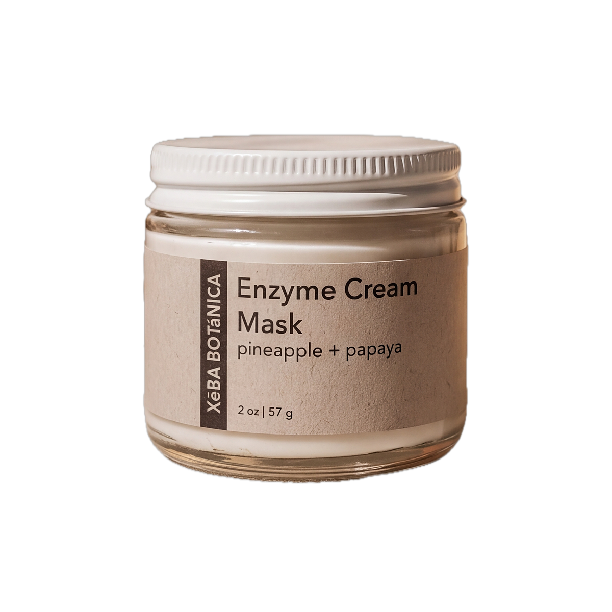 Enzyme Cream Mask, pineapple + papaya, 2 oz clear glass jar with white screw-top lid