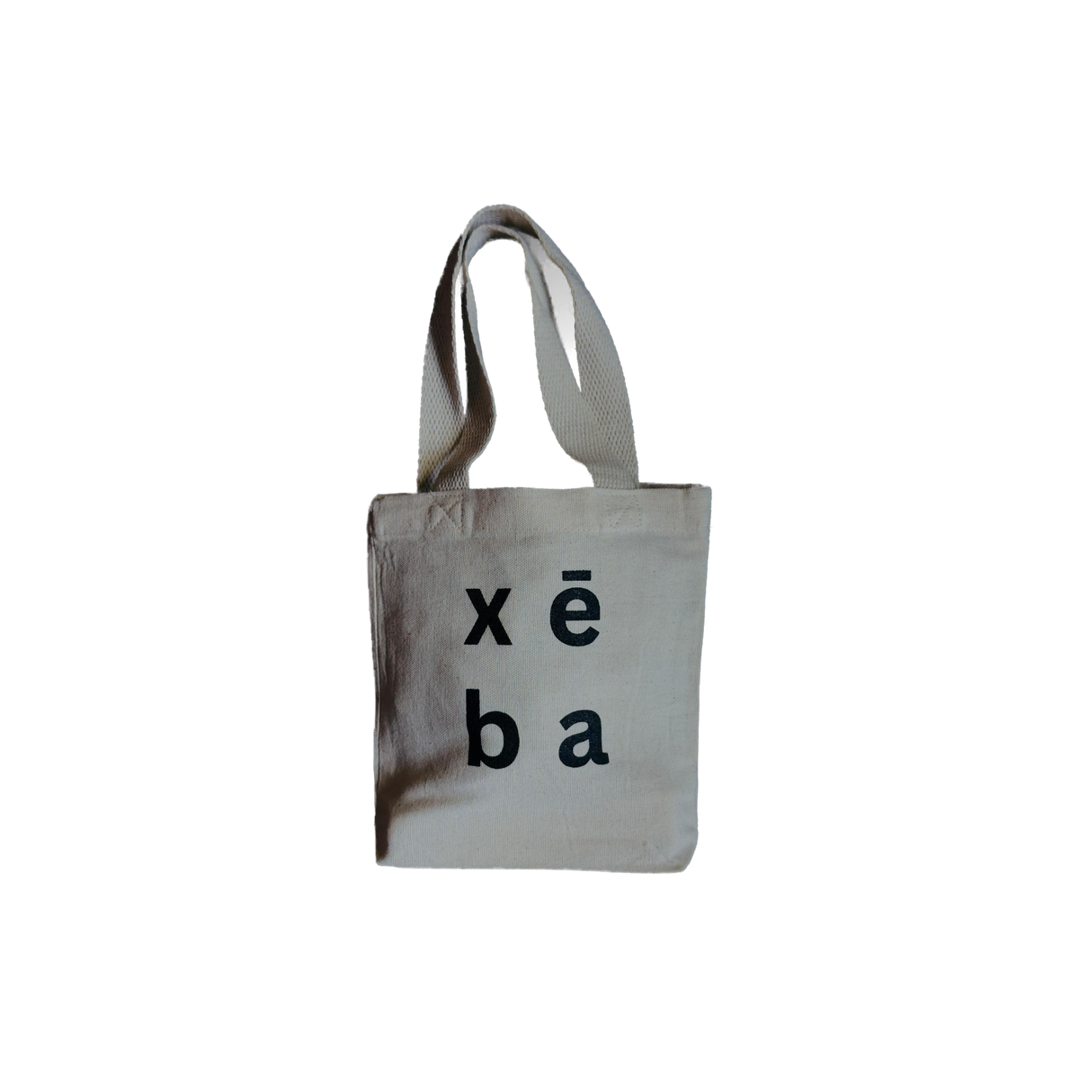 Grey canvas tote with embroidered lettering
