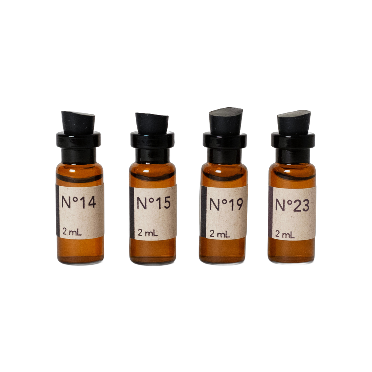 Parfum Oil samples N°14, N°15, N°19 and N°23, 2 mL each